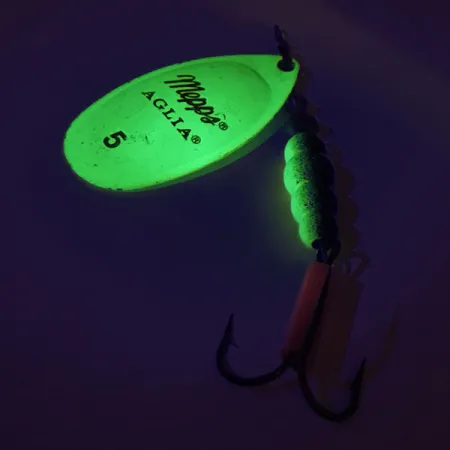 Mepps Aglia 5 UV (świeci w ultrafiolecie), Chartreuse Fluo UV, 14 g błystka obrotowa #9325
