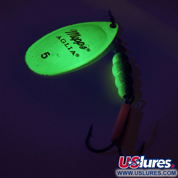  Mepps Aglia 5 UV (świeci w ultrafiolecie), Chartreuse Fluo UV, 14 g błystka obrotowa #9325