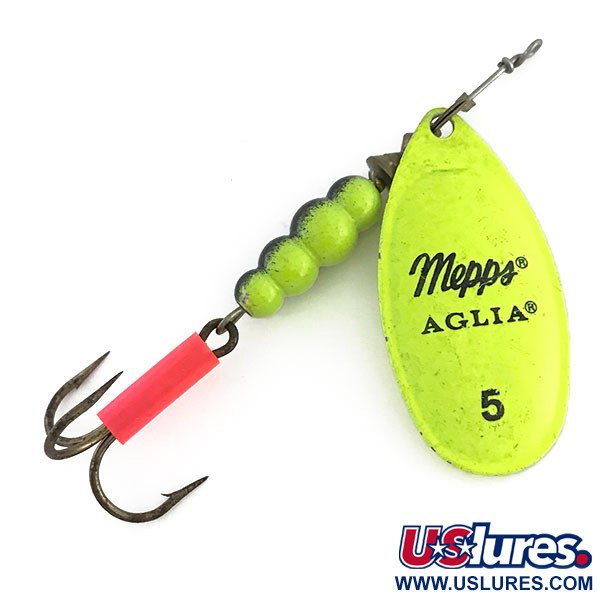  Mepps Aglia 5 UV (świeci w ultrafiolecie), Chartreuse Fluo UV, 14 g błystka obrotowa #9325