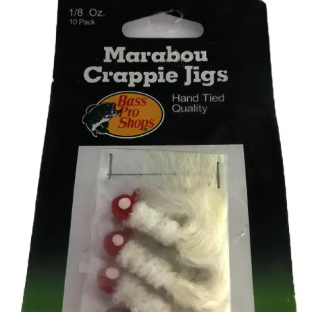 Bass Pro Shops Marabou Crappie Jig, biały/czerwony, 4 g #9515