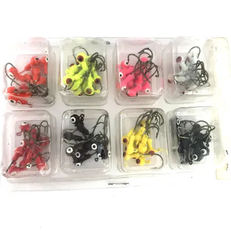 Bass Pro Shops Painted Round Jighead Kit, czerwony/różowy/żółty/chartreuse/brązowy/biały/czarny/pomarańczowy, 2,5 g #9516