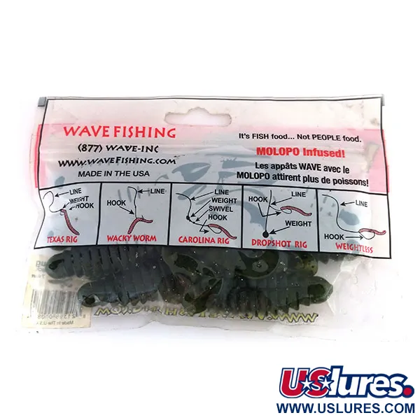  Wave Worms Swim Bug, guma, 7 szt., Arbuz/Czarny,  g  #9615
