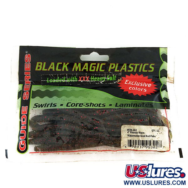 Other Black Magick Plastics Finesse Worm, guma, 14 szt., Czerwony płatek nasion arbuza,  g  #9657