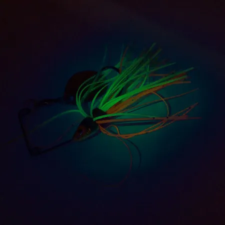 Strike King Mini-King Spinnerbait UV (świeci w ultrafiolecie), złoty/pomarańczowy/żółty/zielony, 7 g błystka obrotowa #9695