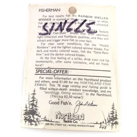 Northland tackle Rainbow Snelled Spinner, Chartreuse, 2 g błystka obrotowa #9999